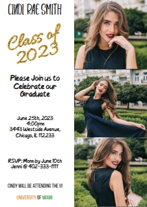 Graduation Invite Backside 5x7 VIVI: Graduation Picture Invitations