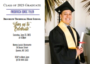 Grad Pic Invite- Horizontal- 5 x 7- Front: Horizontal Grad Invite with Picture- Male