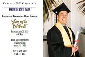 Grad Pic Invite - 4x6 Back: Horizontal Grad Invite with Picture- Male