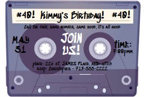 Graffiti Tape Invitation 6x4: Hip Hop- Biggie- 90's hip hop Invite Cassette