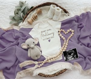 Baby Girl Purple Elephant Basket: Baby Girl Purple Elephant Basket