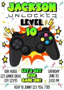 Gamer Invitation Card Digital Download Printable Corjl Template V design preview