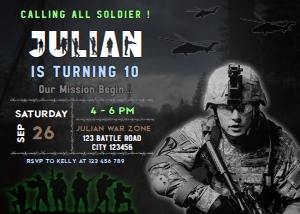 Army Invitation Card Digital Download Printable Tactical Military design preview