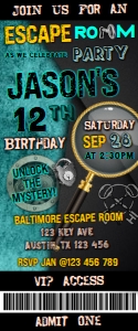 Escape Room Invitation Ticket Digital Download Printable Access P design preview
