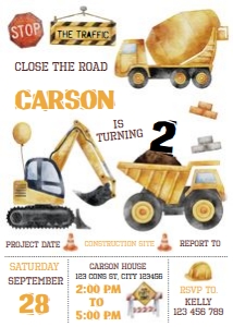 Construction01-IV: Construction Birthday Party Bundle Digital Download Printable Cor