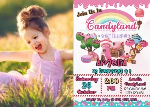 Candy Land Photo Invitation Digital Download Printable Picture In design preview