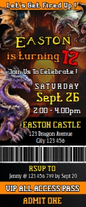 Dragon Invitation Ticket Digital Download Printable Fantasy Kingd design preview