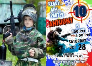 Paintball Photo Invitation Digital Download Printable Birthday Pi design preview