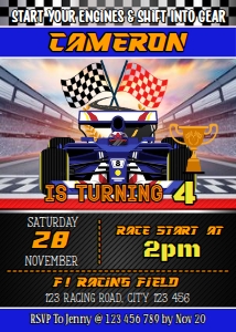 Race Car Invitation Card Digital Download Printable Grand Prix In design preview