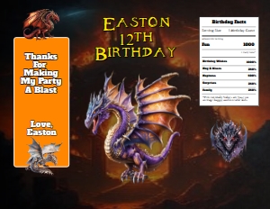 Dragon01-ChipBag: Dragon Chip Bag Wrap Digital Download Printable Fantasy Kingdom F