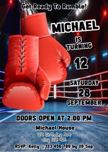 Boxing Invitation Card Digital Download Printable Main Event Part design preview