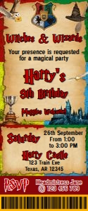 Wizard Ticket Invitation Digital Download Magic School Admit One design preview