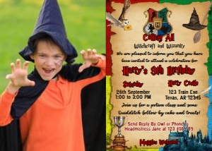 Wizard Photo Invitation Digital Download Magic School Picture Car design preview
