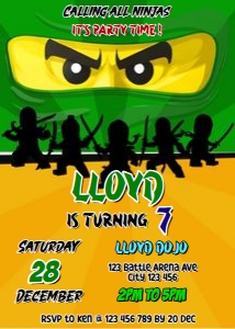 Ninja Invitation Card Digital Download Printable Warrior Birthday design preview
