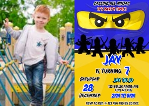 Ninja Photo Invitation Digital Download Printable Warrior Picture design preview