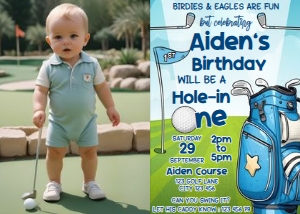 Golf Invitation Card Photo Digital Download Printable Par Tee Pic design preview