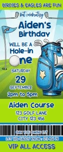 Golf Invitation Ticket Digital Download Printable Access Pass Par design preview