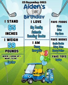 Golf03-Milestone: Golf Birthday Party Bundle Digital Download Printable Corjl Templ