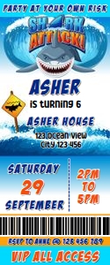 Shark Invitation Ticket Digital Download Printable Jawsome Admit design preview