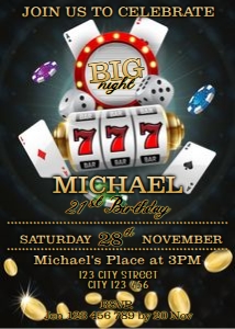 Casino Themed Invitation Card Digital Download Printable Poker Pa design preview
