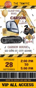 Construction Invitation Ticket Digital Download Printable Work Zo design preview