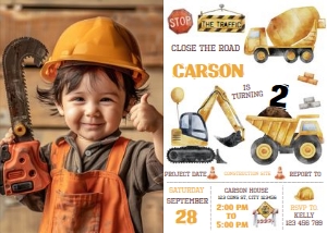 Construction Invitation Photo Digital Download Printable Work Zon design preview