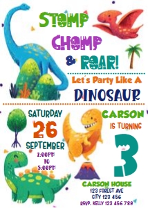 Dinosaur Invitation Digital Download Roar Birthday Printable Temp design preview