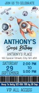 Astronaut Invitation Ticket Digital Download Printable Outer Spac design preview