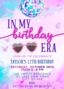 My Birthday Era Invitation Card Digital Download Printable Birthd design preview