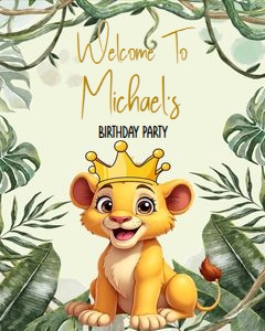 Lion01-WSignV: Lion Birthday Party Bundle Digital Download Printable Safari Jung