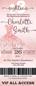 Rose Gold Invitation Ticket Digital Download Printable Corjl Temp design preview