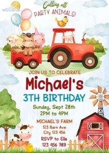 Farm Animals Invitation Digital Download Printable Corjl Template design preview
