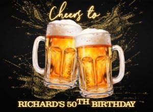 Beer Birthday Square Cake Image Digital Download Printable Edible design preview