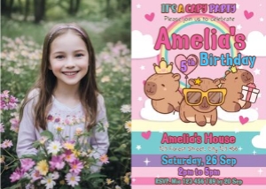 Capy01-IHP: Capybara Photo Invitation Digital Download Printable Picture Invi