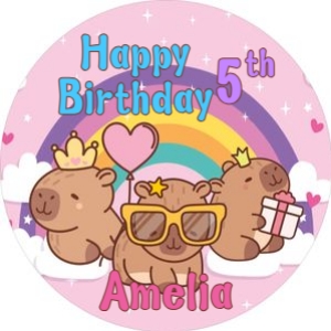 Capybara Round Cake Image Digital Download Printable Edible Icing design preview