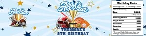 All Star Sports Water Bottle Labels, Drink Wrap, Printable MVP01 design preview