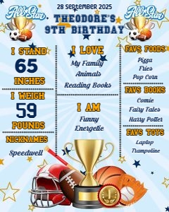 All Star Sports Milestone Poster, Stats Board, Digital Download M design preview