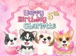 Puppy Square Cake Topper, Dog Birthday Decor, Instant Download DO design preview