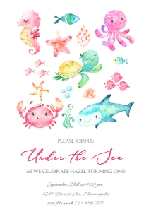 5x7 Under the Sea Birthday Invitation design preview