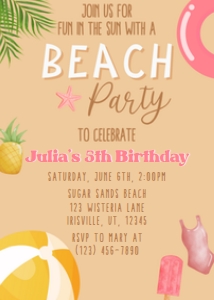 Babies and Kids Birthday Beach Party design preview