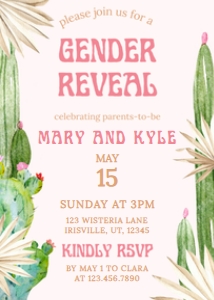 Gender Reveal Desert Cactus design preview