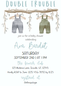 Baby Shower Twins Double Trouble Boys BUNDLE design preview