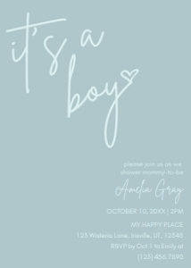 Baby Shower Minimal It's a Boy BUNDLE design preview