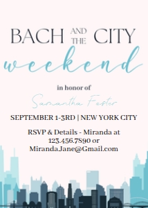 Bachelorette Party Bach and the City Blue design preview