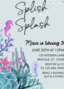 Babies and Kids Birthday Splish Splash Seahorse: Babies and Kids Birthday Splish Splash Seahorse