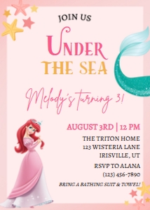 Babies and Kids Birthday Little Mermaid Pink: Babies and Kids Birthday Little Mermaid Pink