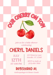 Baby Shower Twin Cherries Pink Bundle design preview