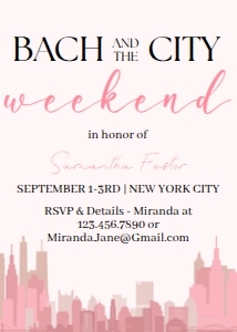 Bachelorette Party Bach and the City Pink design preview