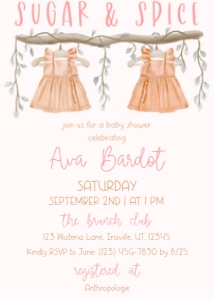 Baby Shower Twins Sugar and Spice Girls BUNDLE design preview