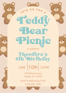 Babies and Kids Birthday Teddy Bear Picnic Retro: Babies and Kids Birthday Teddy Bear Picnic Retro
